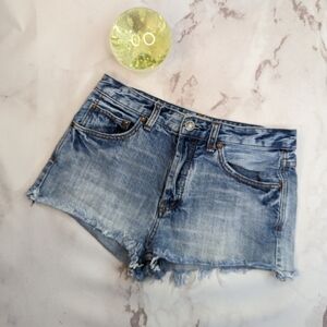Free People Shorts Women 27 Denim High Rise Waist Jean Button Fly Cut Off Stone
